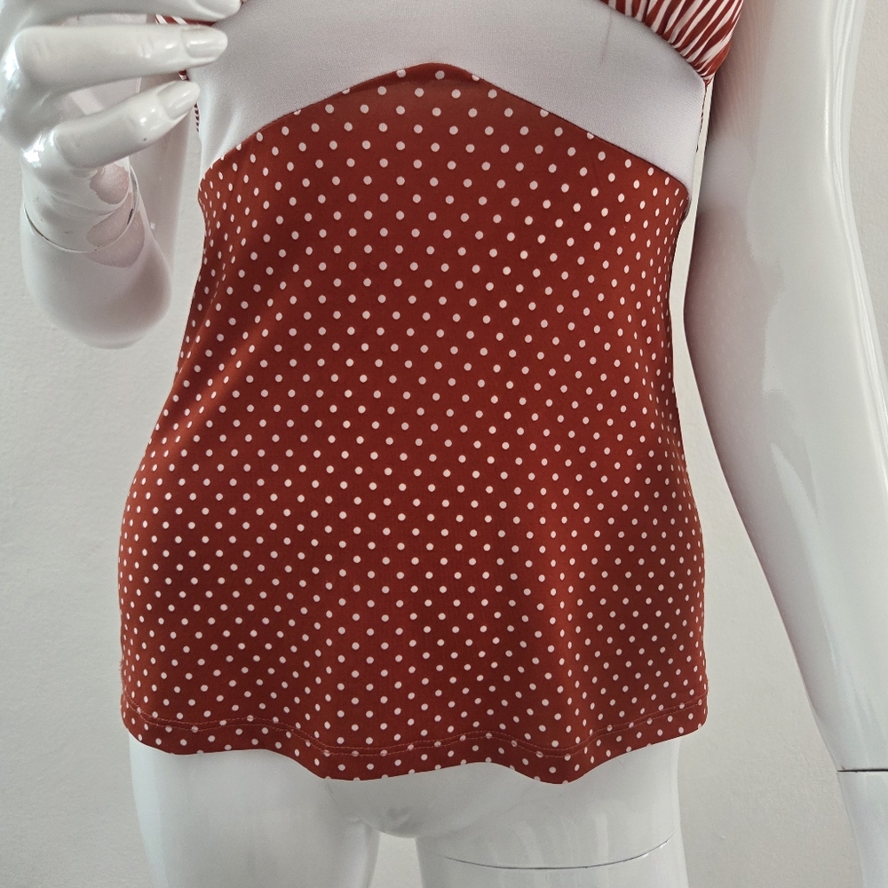 Red and White Striped and Polka Dot Womena Top Size Small - Picture 5 of 15